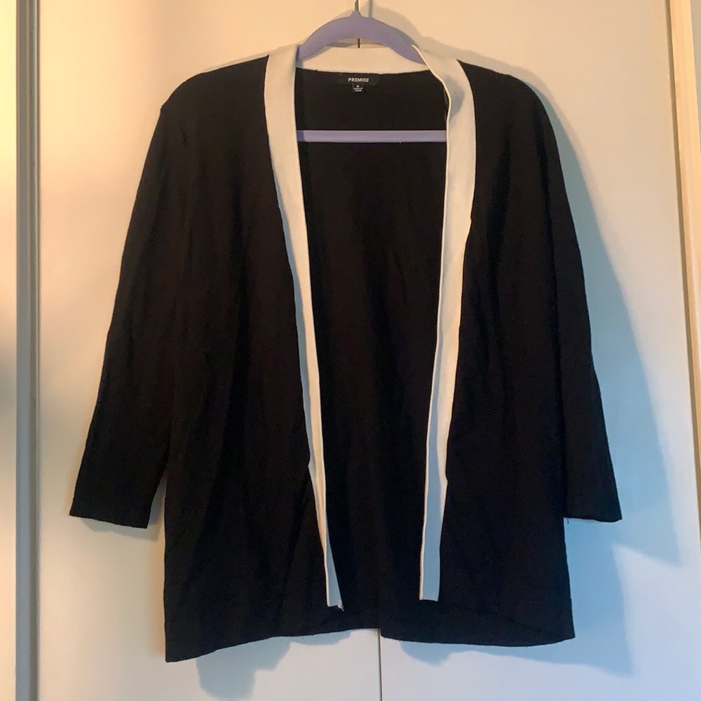 3/4 Length Cardigan with White Trim